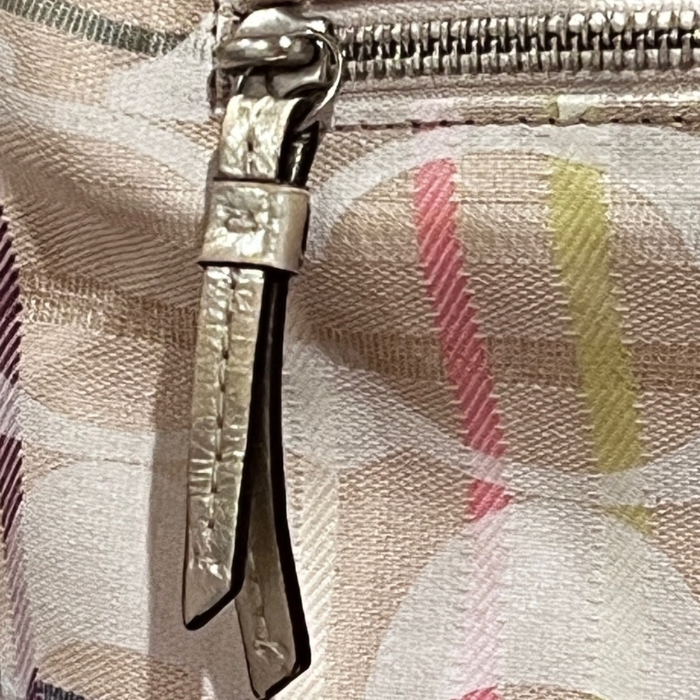 Coach Tattersall Cream and Brown Structured Shoulder Bag - Picture 7 of 14